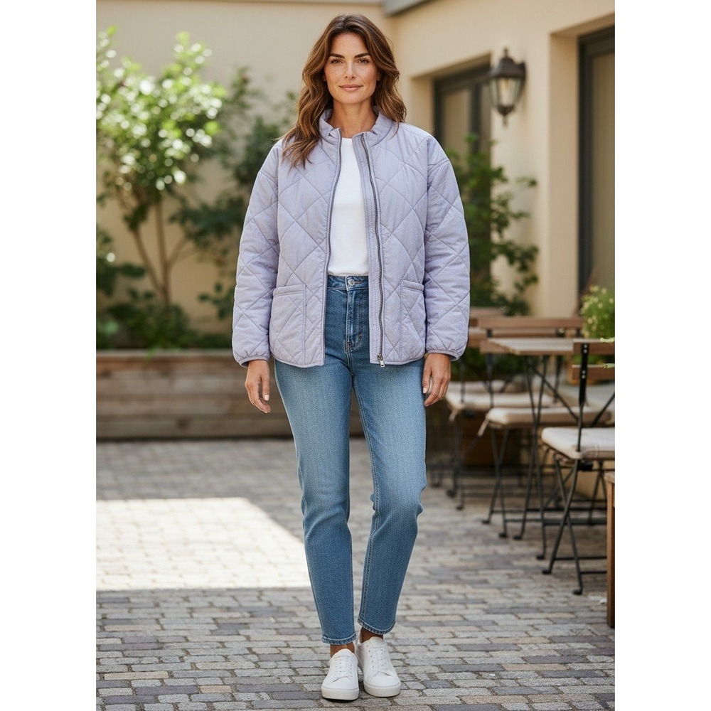 All‎ in Motion Quilted Jacket Womens XXL Lavender Puffer Zip Athleisure Gorpcore